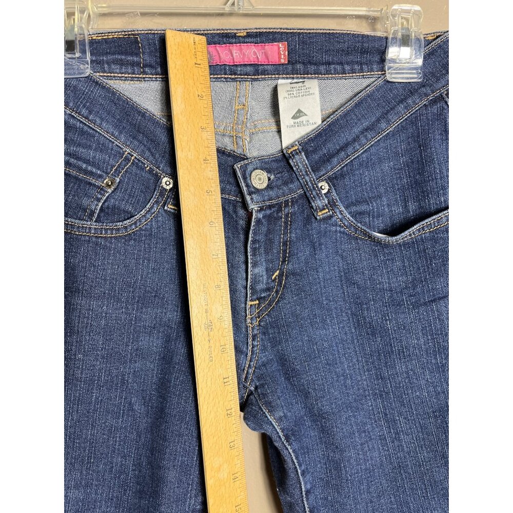 Vtg Levis Curvy Cut Jeans Bootcut Y2K 2000s Low Rise Fit Cowgirl Blue Womens 7 - Picture 4 of 8